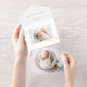Elegantes Gold Foil Weltfrieden Foto All-in-One-Einladung (Abreißstreifen)