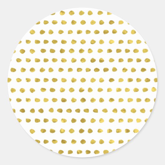 Elegantes Gold Foil White Polka Dots Muster Runder Aufkleber (Vorderseite)