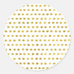 Elegantes Gold Foil White Small Polka Dots Muster Runder Aufkleber