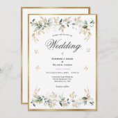 Elegantes Gold Foilage Watercolor-Script Einladung (Vorne/Hinten)