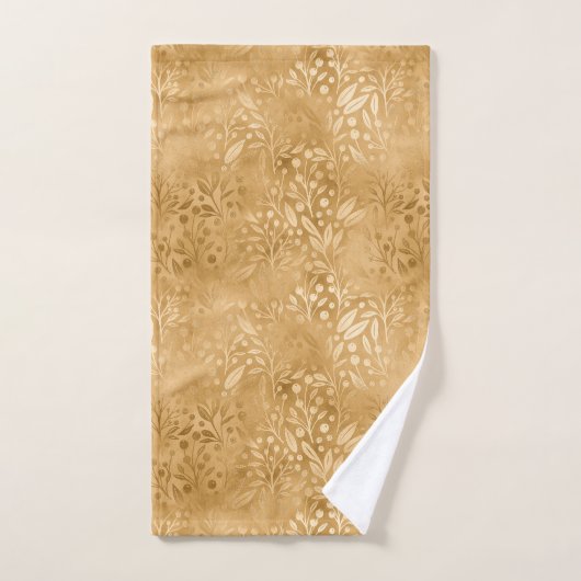 Elegantes Gold Foliage Design Badhandtuch Set (Handtuch)