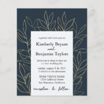 Elegantes Gold Foliage. Dusty Blue Luxury Wedding