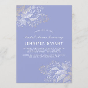 Elegantes Gold Foliage Lavender Lila Brautparty Einladung