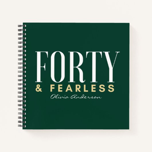 Elegantes Gold FORTY & Fearless, Custom Journal Notizblock (Vorderseite)