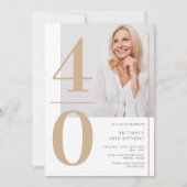 Elegantes Gold Foto 40. Geburtstag Einladung (Vorderseite)