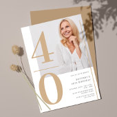 Elegantes Gold Foto 40. Geburtstag Einladung