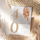 Elegantes Gold Foto 40. Geburtstag Einladung