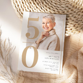 Elegantes Gold Foto 50. Geburtstag Einladung