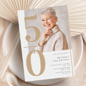 Elegantes Gold Foto 50. Geburtstag Einladung