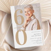 Elegantes Gold Foto 60. Geburtstag Einladung
