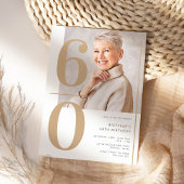 Elegantes Gold Foto 60. Geburtstag Einladung