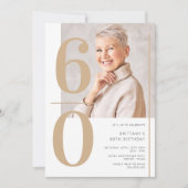 Elegantes Gold Foto 60. Geburtstag Einladung (Vorderseite)