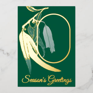 Elegantes Gold Foto Botanische Wasserfarbe Weihnac Folien Feiertagskarte