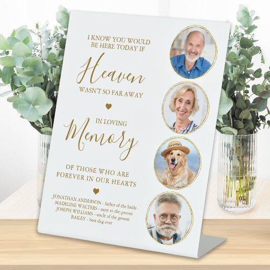 Elegantes Gold Foto Collage Paradies für Hochzeite Sockelschild