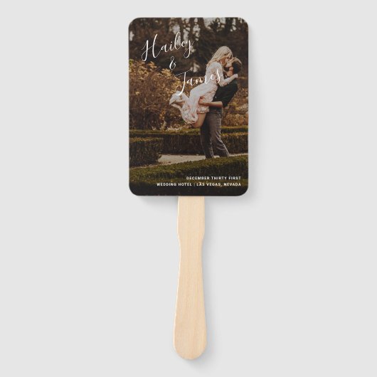 Elegantes Gold Foto Modernes Hochzeitsprogramm Fächer (Vorderseite)