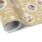 Elegantes Gold Foto Ornamente Weihnachten Geschenkpapier (Rolleneckpunkt)