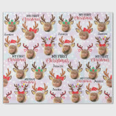 Elegantes Gold Foto Rentier Custom Christmas Wra Geschenkpapier (Flach)