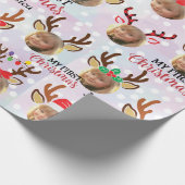 Elegantes Gold Foto Rentier Custom Christmas Wra Geschenkpapier (Ecke)