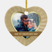 Elegantes Gold Foto Vorlage Unser erstes Valentine Keramikornament (Vorne)