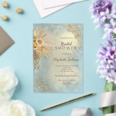 Elegantes Gold Frame Boho Blume Brautparty Acryleinladungen (In Situ (Hochzeit))