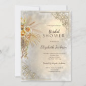 Elegantes Gold Frame Boho Blume Brautparty Einladung (Vorderseite)
