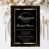 Elegantes Gold Frame Confetti Retirement Party der Einladung