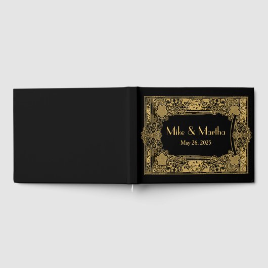 Elegantes Gold Frame Gästebuch (Voll)