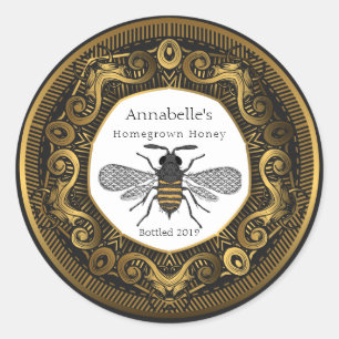 Elegantes Gold Frame Honey Label Runder Aufkleber