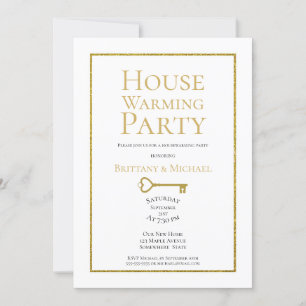 Elegantes Gold Frame Housewarming Party Einladung