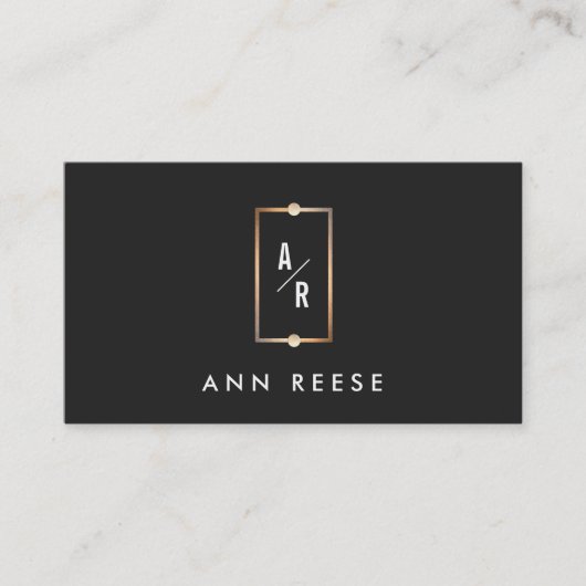 Elegantes Gold Frame Monogramm Modernes Vintages S Visitenkarte (Vorderseite)