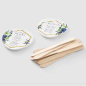 Elegantes Gold Frame Navy White Rose Floral Progra Fächer (Non-assembled)