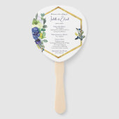 Elegantes Gold Frame Navy White Rose Floral Progra Fächer (Vorderseite)