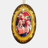 Elegantes Gold Frame Personalisiertes Foto Oval Keramik Ornament (Links)