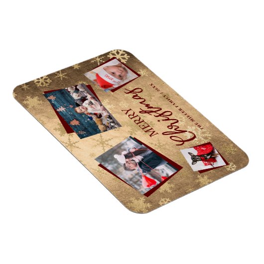 Elegantes Gold Frohe Weihnachten Custom Foto Colla Magnet (Rechte Seite)