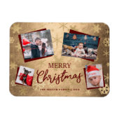 Elegantes Gold Frohe Weihnachten Custom Foto Colla Magnet (Horizontal)