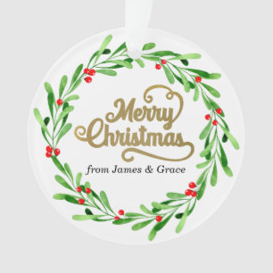 Elegantes Gold Frohe Weihnachten Familienurlaub Fo Ornament