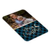 Elegantes Gold Frohe Weihnachten Kariertes Custom Magnet (Rechte Seite)