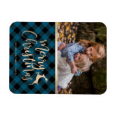 Elegantes Gold Frohe Weihnachten Kariertes Custom Magnet (Horizontal)