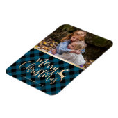 Elegantes Gold Frohe Weihnachten Kariertes Custom Magnet (Linke Seite)