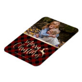 Elegantes Gold Frohe Weihnachten Kariertes Custom Magnet (Linke Seite)