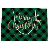 Elegantes Gold Frohe Weihnachten Schwarz und Grün Große Geschenktüte (Rückseite)