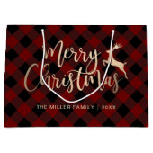 Elegantes Gold Frohe Weihnachten Schwarz und Rot K Große Geschenktüte (Vorderseite)
