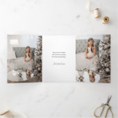 Elegantes Gold Frohe Weihnachtskalligrafie-Foto Dreifach Gefaltete Karte (Innenseite)