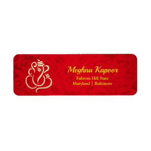 Elegantes Gold Ganesh/Indischer Gott Damask Rotes