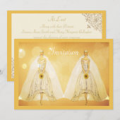 Elegantes Gold Gay Lesbian Hochzeit Einladung (Vorne/Hinten)