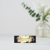 Elegantes Gold gebürstet / schwarz Mini Visitenkarte (Stehend Vorderseite)