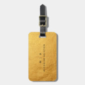 Elegantes Gold gegossenes MetaModernes Monogramm k Gepäckanhänger (Vorderseite vertikal)