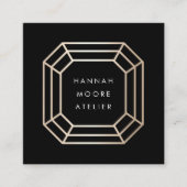 Elegantes Gold Gemstone Logo | Schmuckdesign Quadratische Visitenkarte (Vorderseite)