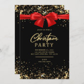 Elegantes Gold Glimmerlicht Weihnachts-Party Einladung (Vorne/Hinten)