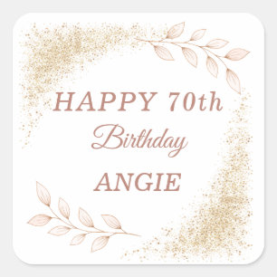 Elegantes Gold-Glitter 70. Geburtstag Quadratischer Aufkleber